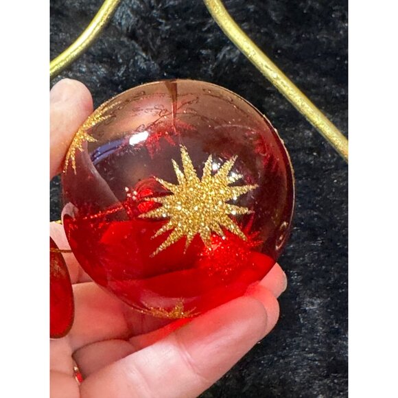 Home For The Holidays Red & Gold Glass Christmas Ornament With Star Design  NEW - Picture 6 of 8